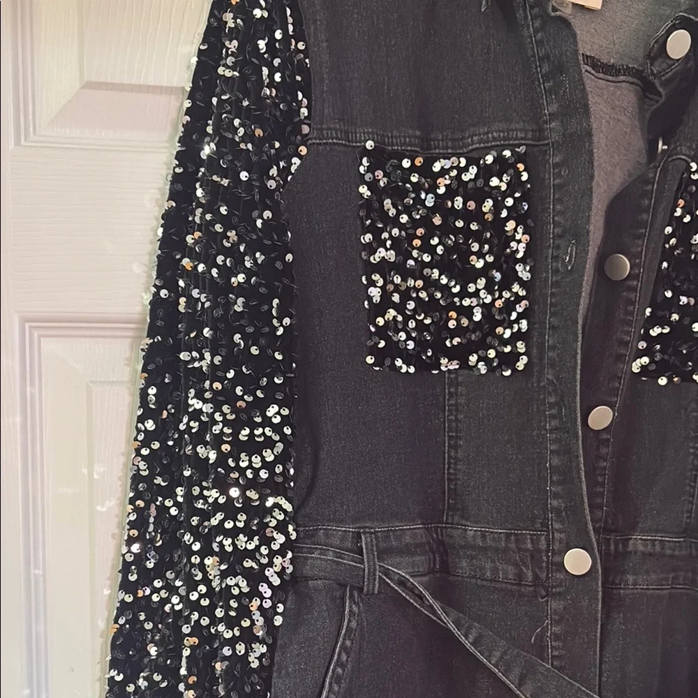 Fantastic Fawn Black Sequin Jumpsuit - Picture 4 of 5
